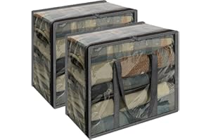 Vieshful 90L 2 Piezas Cajas Almacenaje Ropa Organizador Armario Plegable Bolsas para Guardar Ropa Claro Bolsas Almacenaje Ropa Plastico para Mantas, Edredones, Juguetes