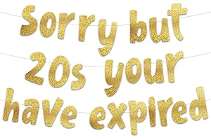 STERLING JAMES CO. Sorry But Your 20s Have Expired Gold Glitter Banner - Happy 30th Birthday Party Banner - 30th Birthday Party Decorations and Supplies - 30th Wedding Anniversary Decorations
