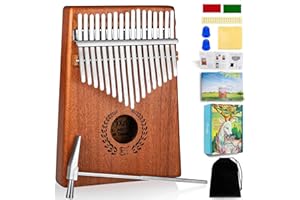 EVERJOYS Kalimba Thumb Piano 17 Keys, Portable Mbira Finger Piano w/Protective Case, Fast to Learn Songbook, Tuning Hammer, All in One Kit (17keys, Mahogany)