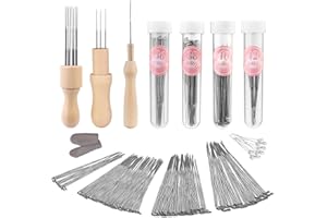Riddur 117-teiliges Wollfilznadel-Werkzeug, Nadelfilzzubehör, 1/3/8-Nadel-Holzgriff mit Filznadeln in 4 Größen, Diamantnadel, Nadelflasche für Anfänger oder Spezialisten Wollfilz-Nadelwerkzeuge (A)