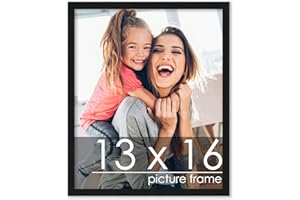Poster Palooza 13x16 Frame Black Solid Wood Picture Frame | 0.75 Inch Moulding Width | Includes UV Acrylic Plexiglass, Foam Board Backing & Hanging Hardware