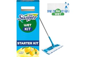 Swiffer Wet Startkit för rengöring av golv med skrubbande effekt, innehåller: 1 mopp + 6 fuktiga rengöringsdukar