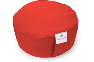 TEMPELWELT Bezug 2-teilig für Yogakissen Meditationskissen rund 32 x 18 cm, Kissenhülle aus Baumwolle Leinen orange mit extra Inlet ungefüllt, Yoga Bolster Kissen Zafu