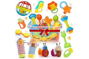 Wootoyz Baby Toys for 0 3 6 9 12 Months Babies,Infant Toys for 0-12 Months Newborn Toys Baby Rattle Sensory Toys for Babies 6-18 Months Wrist Socks with Box Set 0-6 Months Baby Gift Baby Rattle Socks