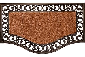 oKu-Tex Wycieraczka | wycieraczka | mata pod drzwi | mata wejściowa | "Rialto" | naturalna | mata kokosowa | półokrągła | do użytku na zewnątrz | antypoślizgowa | 45 x 75 cm