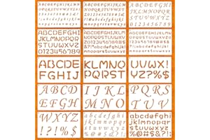 ABEILLO 15 Pack Letter Stencils for Painting, Reusable Alphabet Stencils Plastic Letter and Number Stencil Templates Kit for Scrapbook, DIY Crafts, Art Projects (1/2, 3/4, 1, 2 Inch)