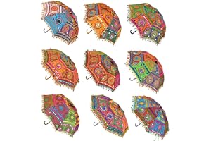Handgjord broderad bomull damer paraply parasoll bröllop dekoration set med 5 st 61 x 61 cm