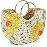 Habere India-All the Cultures Fabricating India Small Tote Bag | Straw Bag | Basket Bag | Beach Bags for Women | Boho Bag | W