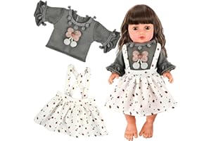 CHONGQILAO Vestiti per Bambole per New Born Baby Doll, Vestiti Bambole Reborn Femmina, Vestiti per Bambola Vestito per Bambole Reborn con Abito Vestito, Set Bambolotti Accessori per Bambole 35-45 cm