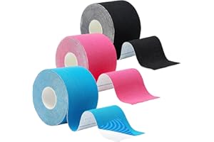 DADAPANGHU Tape Kinesiologico, Kinesio Tape, Taping Kinesiologico, Impermeabile ed Elastico Nastro Kinesiologico, Kinesio Taping 3 rotolo, 5m x 5cm, per il Ginocchio, Articolazioni, Supporto Muscolare
