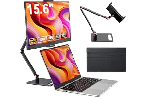 MAGICRAVEN 15,6 tums bärbar bildskärm, 1080P FHD IPS skärmförlängare för bärbar dator, bärbar skärm med inbyggda högtalare, andra skärm för bärbar dator/telefoner/PS4/5/X-Bo, med stativ och skal