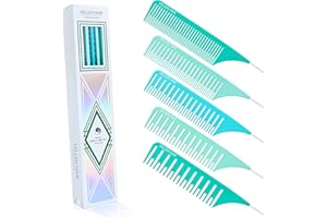 Vellen Hair Ultimate Strähnchen-Kamm-Set Hitzebeständig, PEI-Material 430°F Hitzebeständig, Professionelle Strähnchen Kamm, Balayage-Kamm mit extra langer Edelstahlnadel – 5 Größen (Mint)