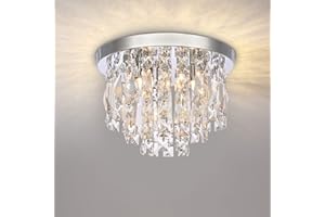 ‎A1A9 A1A9 Moderne Kristallleuchter Deckenleuchten, Klare K9 Kristall Chrom Unterputzleuchten, Elegante runde LED Pendelleuchte für Wohnzimmer, Esszimmer, Schlafzimmer, Lounge (Durchmesser 30cm)