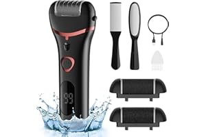 ACMETOP Hornhautentferner Elektrisch, Hornhaut Entfernen fuß Wiederaufladbar,Pedi Vac mit 3 Ersatzwalzen 2 Geschwindigkeiten, Elektrischer Hornhautentferner Füße Foot Callus Remover(Schwarz)