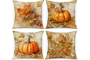 Benjia 4 stycken örngott höst örngott 40 x 40 cm, vattenfärg lönnlöv pumpa höstkuddar dekorativa örngott kuddar för Thanksgiving halloween sängkläder soffa fåtölj hem sovrum dekorationer 40x40 cm