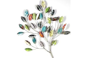 Kobolo Wandbild Wanddeko Metallbild - BUSCH mit Blättern - Metall - 66x65 cm