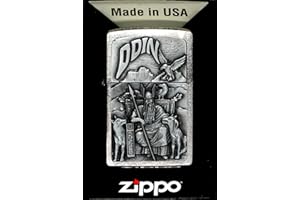 Zippo Feuerzeug 1300097 Viking Odin Emblem Benzinfeuerzeug, Messing, Silber