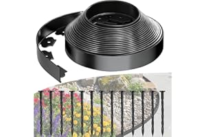 SdreMelo Flexible Lawn Edging Border 39.4ft | 12m Plastic Lawn Garden Edging Border with 5cm High, 50Pcs Reinforced Securing Pegs Grass Path Edging for Grass Edging, Lawns Yard Pathway (39.4ft | 12M)