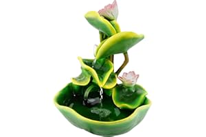 ABC Home Living Seerosen dekorativ wirkt beruhigend Luftbefeuchter, Polyresin, Zimmerbrunnen Wasserlilien, ca. 26 cm T x 27 cm B x 34 cm H