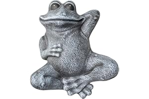 Tiefes Kunsthandwerk Steinfigur Frosch liegend - Schiefergrau, Garten, Deko, Stein, Figur, Frostsicher