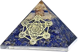P&R:UK Lapis Lazuli Metatron's Cube Orgonite Pyramid with Copper Coil – Energy-Enhancing Healing Crystal Décor Orgone Pyramid in Elegant Gift Box