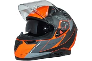 PROTECTWEAR THE SAFETY KICK Motorradintegralhelm mit integrierter Sonnenblende und klappbarem Visier 917-OG