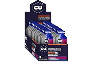 GU ENERGY GEL ROCTANE - Myrtille/Grenade - Boîte de 24 gels - Gel énergétique Longue Distance - Enrichi en Sodium & BCAA - Idéal pendant les efforts long et intenses 100Kcal