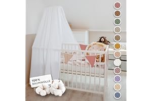 lilimaus Betthimmel Babybett [in 12 Farben] Himmel Babybett aus 100% Baumwolle Musselin - Betthimmel Mädchen & Jungen - Himmelbett Vorhänge als Kinderzimmer & Babyzimmer Deko - Baby Bett Vorhang