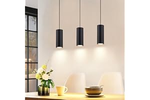 ‎GLITZERLIFE Glitzerlife Hängelampe 3 Flammig Esstisch Schwarz - Pendelleuchte GU10 Retro Industrial Esszimmerlampe Hängend Metall Hangeleuchte für Küche Schlafzimmer Esszimmer Wohnzimmer