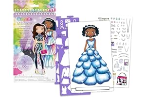 CRAYOLA Creations - Glam Fashion Set, Dessine ta Propre Collection de Mode, Kit de Dessin avec Pochoirs et Stickers, Activité Créative pour Les Filles, à partir de 8 Ans, 04-1273