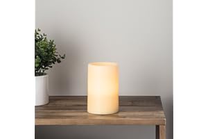 Lights4fun Bougie Pilier LED en Cire Véritable à Piles avec Programmateur, 15cm