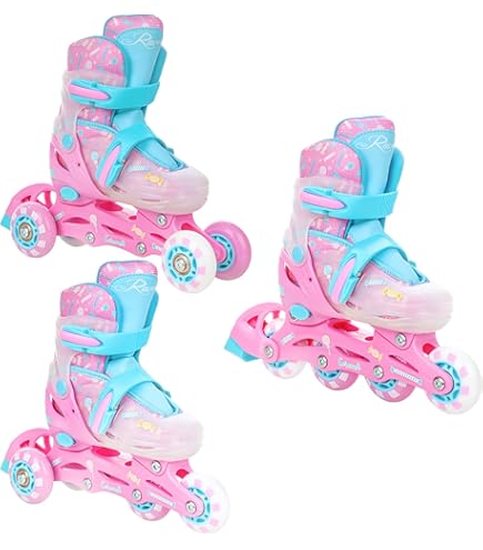 Madivo Dino set 2-in-1 inliner/triskates verstelbaar | ABEC-5 rolschaatsen | inline skates om te bouwen tot rolschaatsen | groen/zwart | maten: 26-29, 30-33 (XS (26-29) - set met beschermer