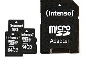 Intenso Premium microSDXC Lot de 3 Cartes mémoire 64 Go Classe 10 UHS-I avec Adaptateur SD Noir Amazon.de Ordinateur et Accessoires