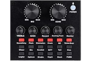 TONYSA V8 Voice Change Live Sound Card, 112 elettroacustici 18 Effetti sonori 6 modalità Effetti, Regolazione del Volume Bluetooth Trasmissione Live Schede Esterne per Cellulare,