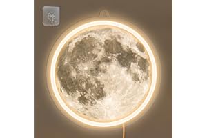 Anywin Moon Neon Light Sign, Moon Wall Lights, Neon Sign for Wall Decor, Led Mood Lighting with Dimmer for Living Room, Bedroom, Home Bar, Gaming Room,Dorm