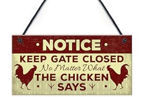 RED OCEAN Regali di pollo da appendere cartello di avvertimento per cancello giardino divertente pollaio gallina cartello novità regali per gli amanti dei polli