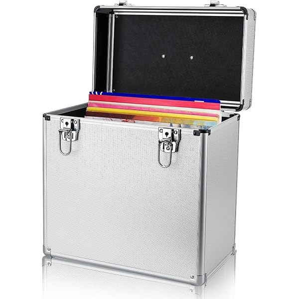 12 Inch LP Vinyl Record Opslag Carry Box - Houdt Tot 50 Platen - Robuuste DJ Flight Case Zwart