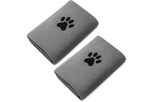 kwinfei 2 Stück Hundehandtuch Extra Saugfähig für Hunde und Katzen,75 x 35 cm, Weiches, schnelltrocknendes Handtuch aus Mikrofaser, Dog Towel, Reisehandtuch und Welpen Zubehör, Grau