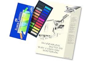 24 crete pastello Creative Studio di Faber-Castell, 24er Etui + A4 Skizzenblock
