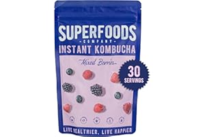 Superfoods Company - Instant Kombucha Powder, Mixed Berries Flavour, Vegan Pre + Probiotic Drink with Blueberries, Strawberries, Raspberries and More, Gut Health Support (30 Servings) (1 Pouch)
