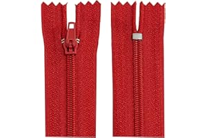 Aerzetix - C63329 - Set di 10 Cerniere Lampo a Spirale N°3 Non separabile 25cm in Nylon - cursore autobloccante in Metallo - Colore Rosso Lampone - Abbigliamento Cucito Pantaloni merceria