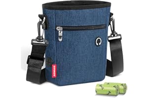 AEMIAO Bolsa de golosinas para perros, cierre magnético, bolsa de entrenamiento para cachorros con forro extraíble, bolsa de aperitivos manos libres para pasear y entrenar perros, cintura y cinturón