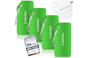 Travely Wysokiej jakości zawieszka do walizki – łatwa do rozpoznania, wytrzymała i bezpieczna – w zestawie tabliczka na nazwisko i ochrona prywatności I uniwersalna i praktyczna zawieszka adresowa,