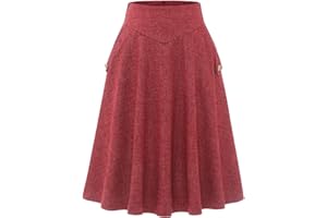 Bbonlinedress Falda Larga Mujer Invierno Cintura Alta con Bolsillos Estilo Vintage y Elegante Faldas de Fiesta Falda Midi para Mujer
