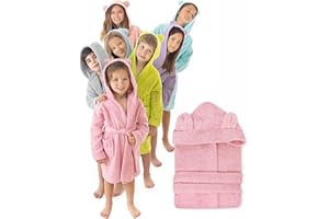 LEBENGOOD - Peignoir de bain enfant, et Robe de Chambre: Fille et Garçon - 100% coton OEKO-TEX®. - 2 poches, ceinture, Capuche avec Oreilles, en peluche très doux