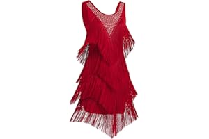 FYMNSI Women Latin Dance Dress Tassel Fringed Rhinestones Sleeveless Professional Ballroom Dance Dresses Tango Salsa Dancewear