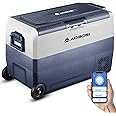 AAOBOSI Car Fridge 50L, Camping Fridge Dual Zone with Wireless Connection, -20°C-20°C Portable Freezer 12/24V DC and 100-240V AC for Campervan, Driving, Travel, RV, Outdoor, Picnic