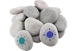 JEUIHAU 30 PCS Flat River Rocks, 5-8 cm Beach Pebbles for Painting Natural Smooth Rock Painting Stones for Art &Craft Painting, Garden Decoration