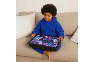OHS Wooden Lap Tray with Bean Bag Cushion and Gaming Design, Large Padded Tray with Cushion for Kids and Adults Suitable for Work Food Studies TV sofa or Bed, Neon
