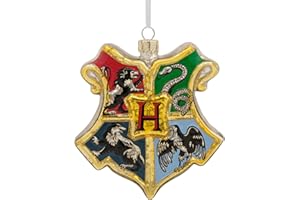 Hallmark Ozdoba ze szkła Hogwartu z herbem Harry'ego Pottera, szklana ozdoba wisząca, prezenty na Boże Narodzenie, Gryffindor, Slytherin, Ravenclaw, Hufflepuff